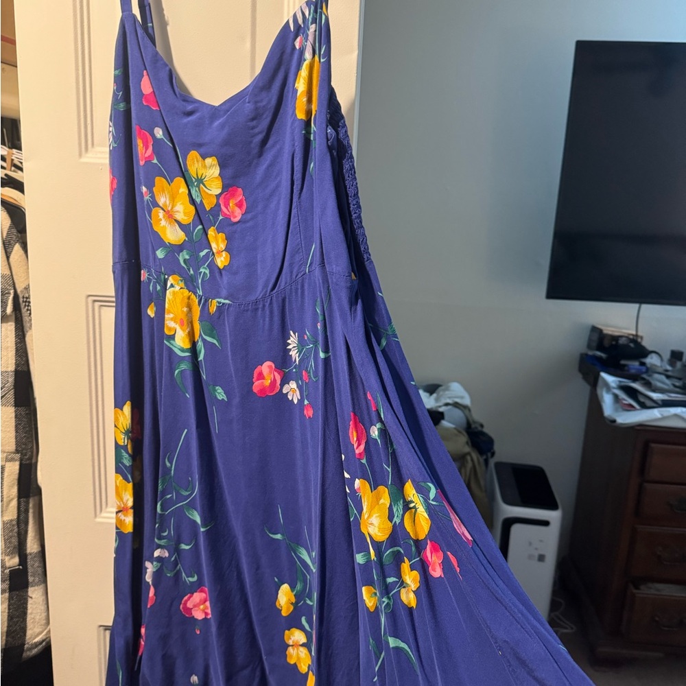 Old Navy Blue Maxi Dress with Floral Print
